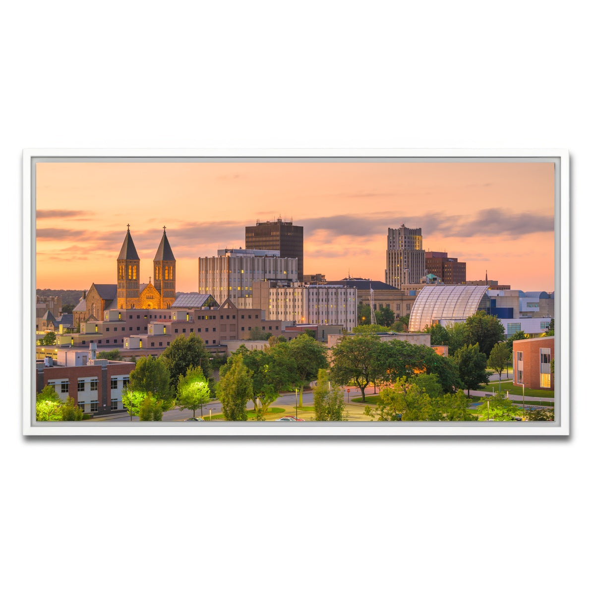 AUTO-MOCKUP WHITE | Akron Downtown Skyline | 1 Piece | White Framed Canvas | group=2x1