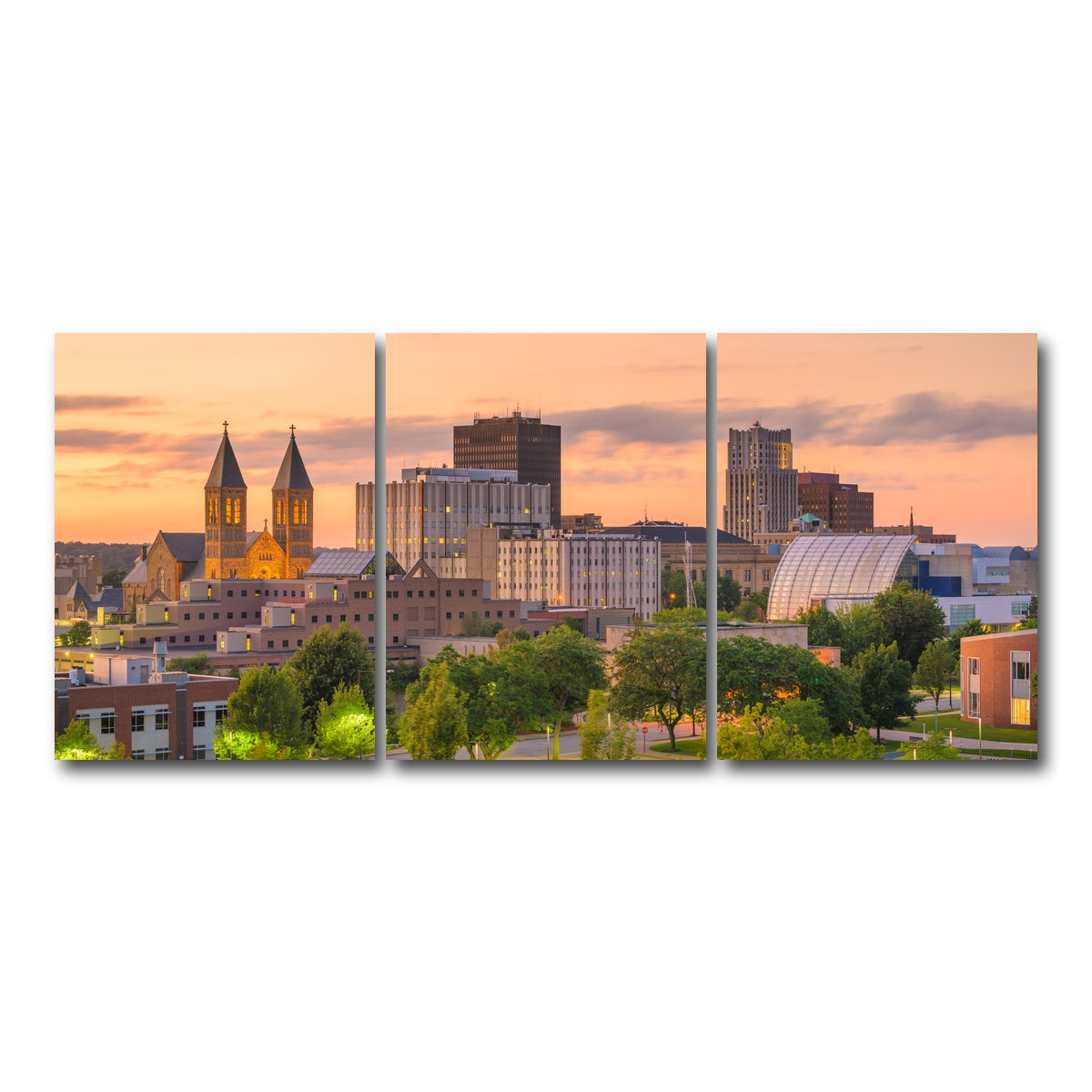 AUTO-MOCKUP WHITE | Akron Downtown Skyline | 3 Piece | Gallery Wrap Canvas | group=18x24