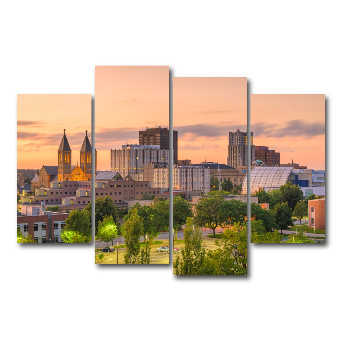 AUTO-MOCKUP WHITE | Akron Downtown Skyline | 4 Piece | Gallery Wrap Canvas | group=4_short