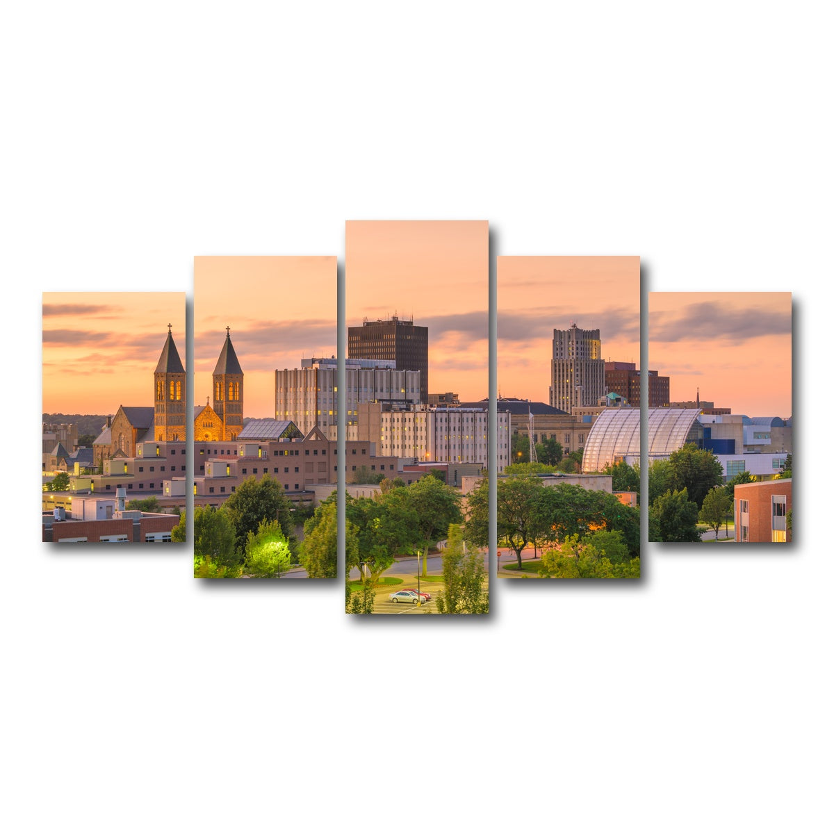 AUTO-MOCKUP WHITE | Akron Downtown Skyline | 5 Piece | Gallery Wrap Canvas | group=5_normal