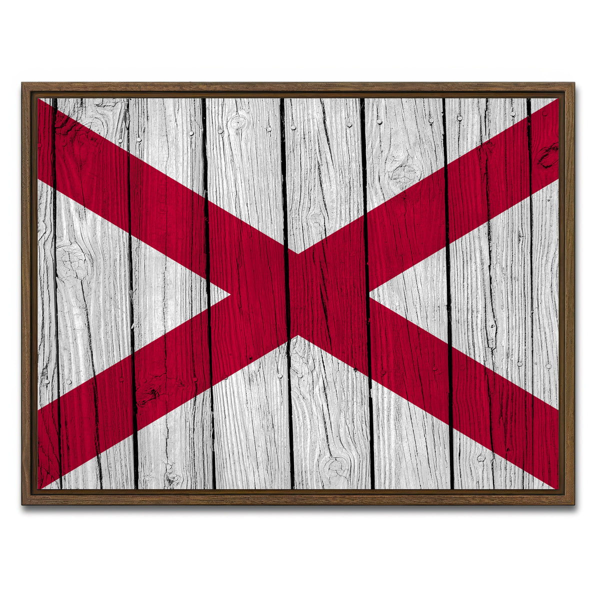 AUTO-MOCKUP WHITE | Alabama State Flag | 1 Piece | Walnut Framed Canvas | group=4x3