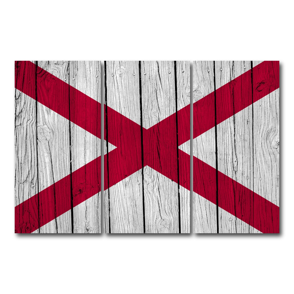 AUTO-MOCKUP WHITE | Alabama State Flag | 3 Piece | Gallery Wrap Canvas | group=12x24