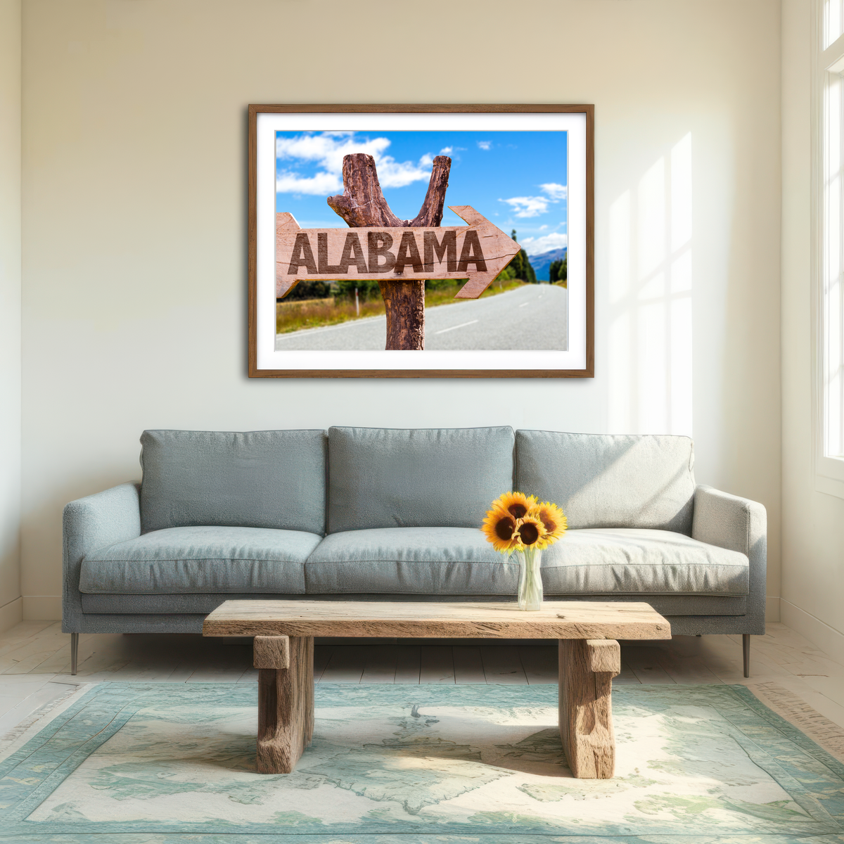 AUTO-MOCKUP ROOM | Alabama Wooden Sign Wall Art
