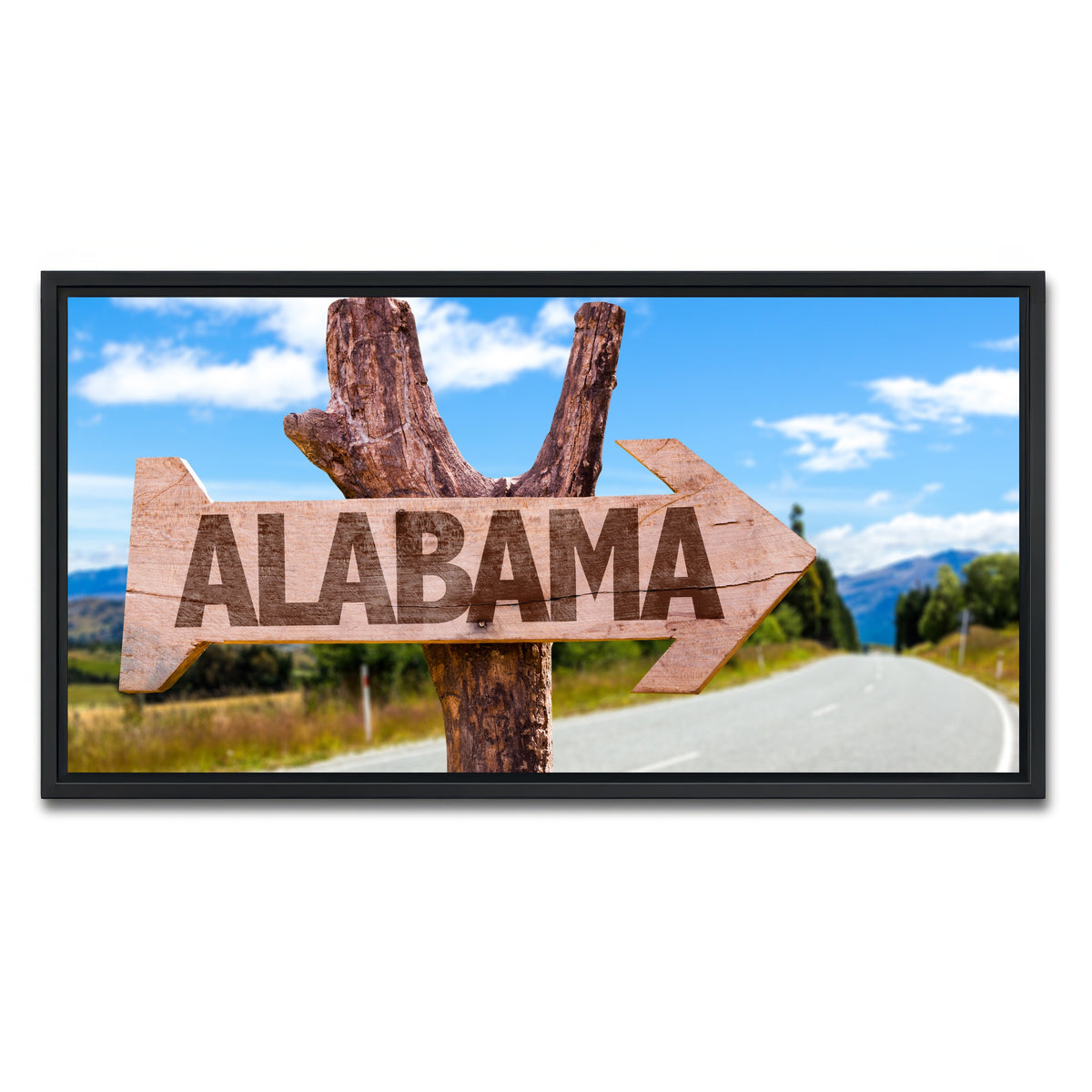 AUTO-MOCKUP WHITE | Alabama wooden sign | 1 Piece | Black Framed Canvas | group=2x1