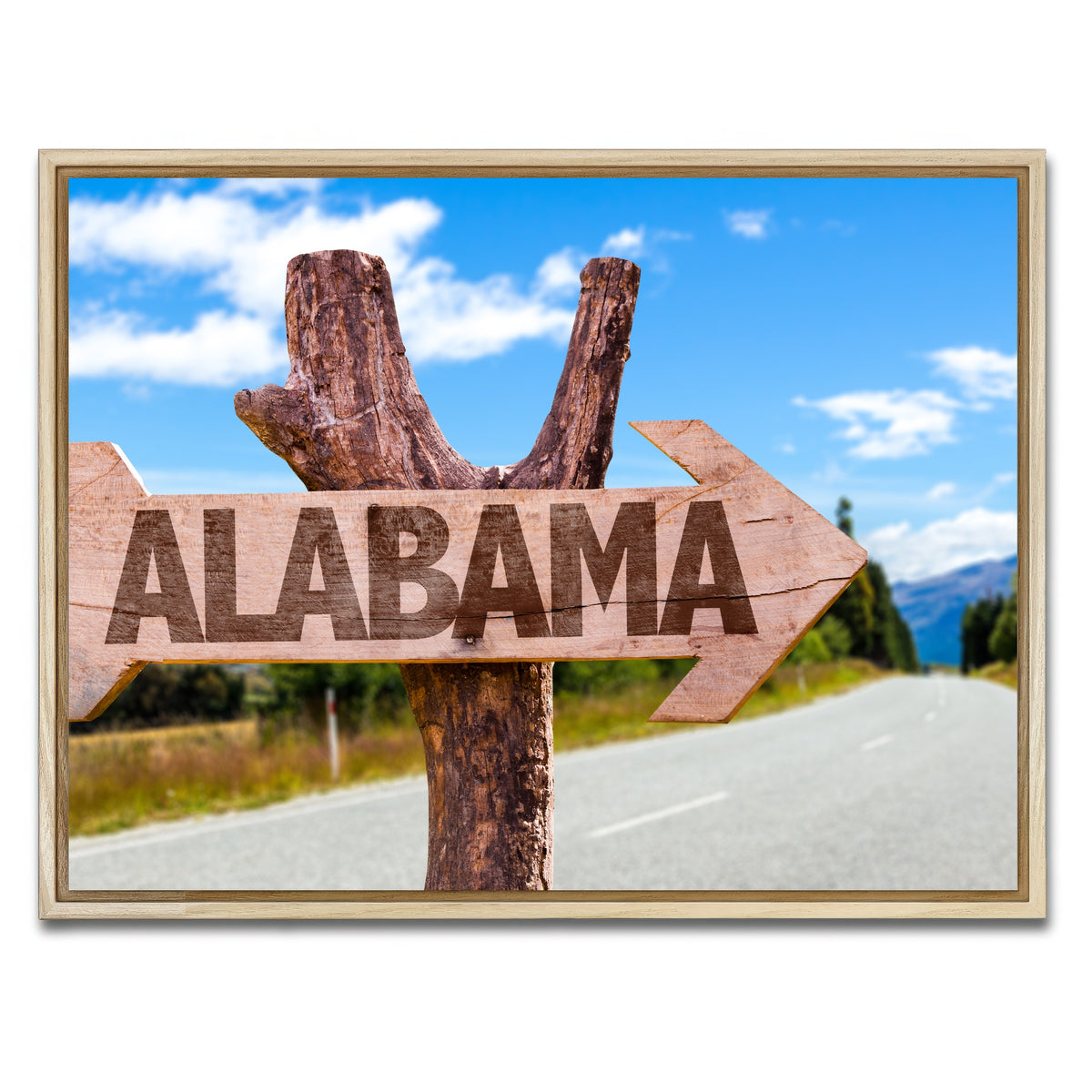 AUTO-MOCKUP WHITE | Alabama wooden sign | 1 Piece | Natural Framed Canvas | group=4x3