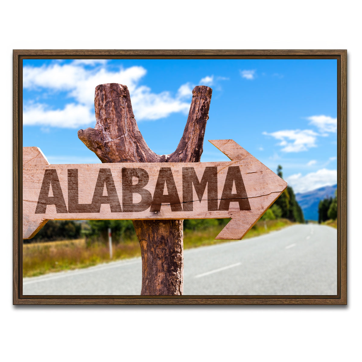 AUTO-MOCKUP WHITE | Alabama wooden sign | 1 Piece | Walnut Framed Canvas | group=4x3