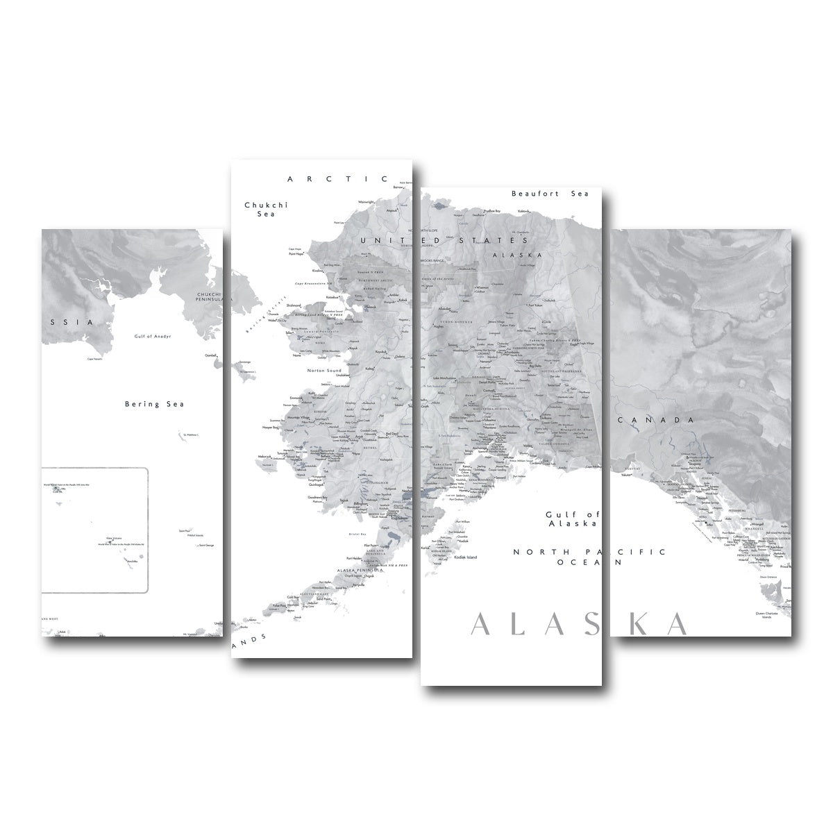 AUTO-MOCKUP WHITE | Alaska Map 2 | 4 Piece | Gallery Wrap Canvas | group=4_normal