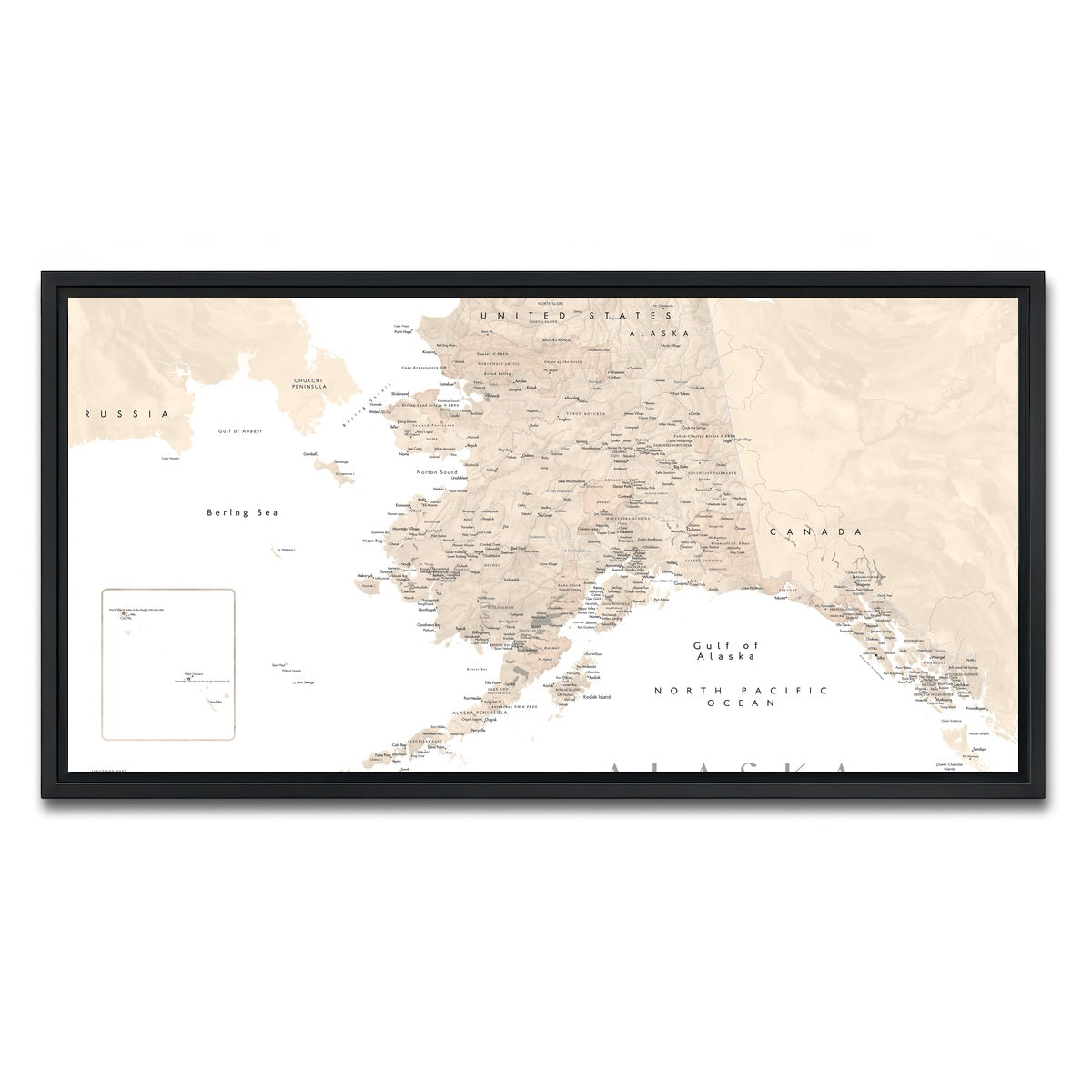 AUTO-MOCKUP WHITE | Alaska Map 3 | 1 Piece | Black Framed Canvas | group=2x1