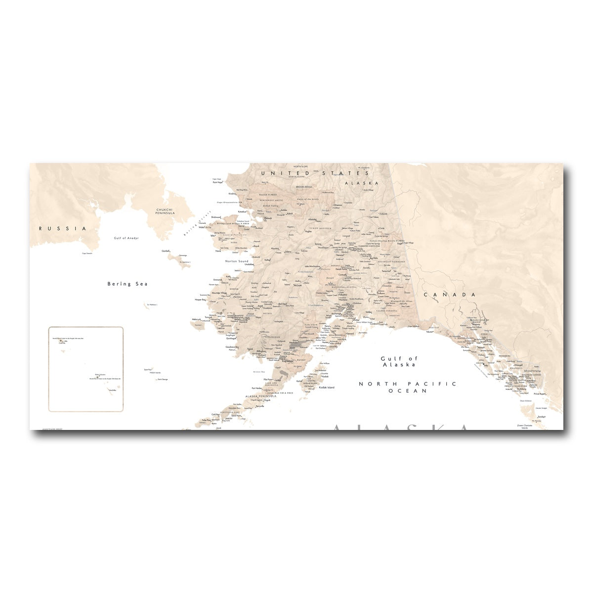 AUTO-MOCKUP WHITE | Alaska Map 3 | 1 Piece | Gallery Wrap Canvas | group=2x1