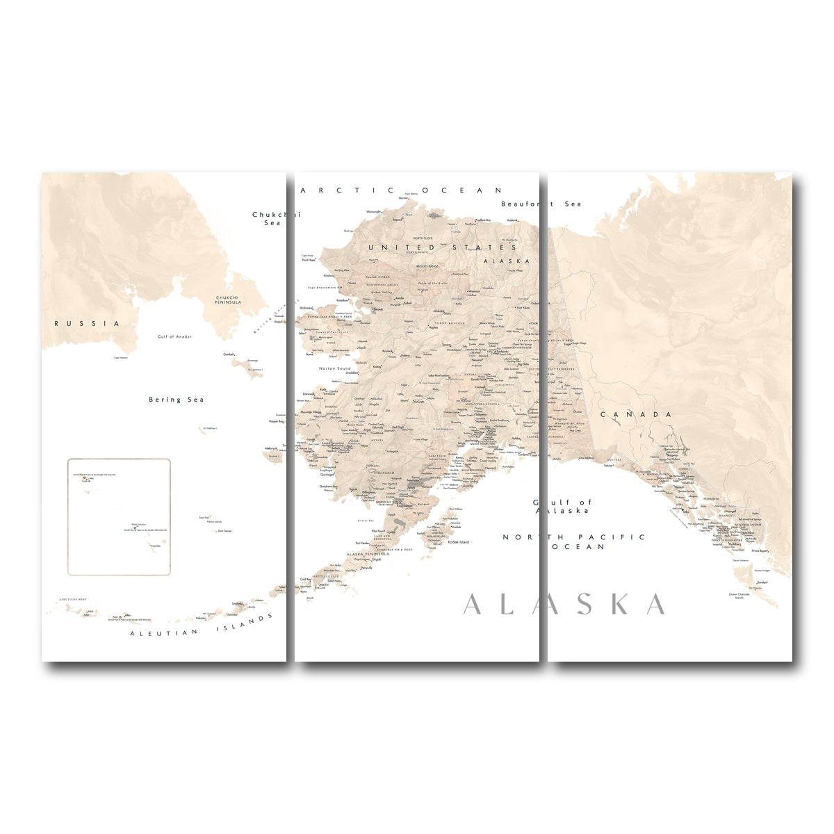 AUTO-MOCKUP WHITE | Alaska Map 3 | 3 Piece | Gallery Wrap Canvas | group=12x24