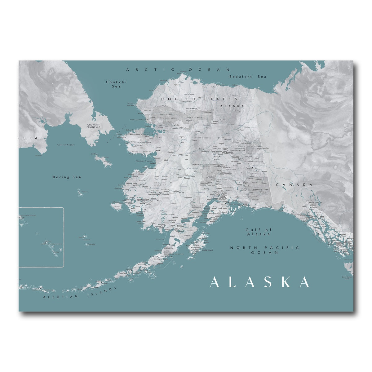 AUTO-MOCKUP WHITE | Alaska Map | 1 Piece | Gallery Wrap Canvas | group=4x3