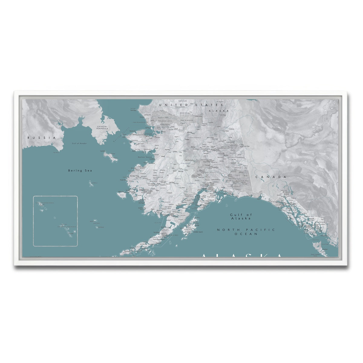 AUTO-MOCKUP WHITE | Alaska Map | 1 Piece | White Framed Canvas | group=2x1