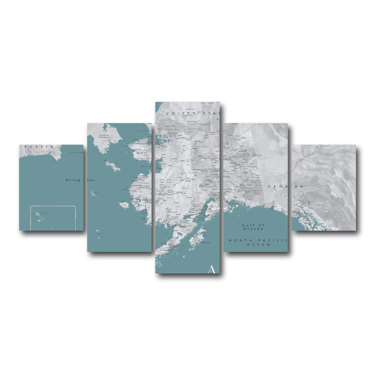 AUTO-MOCKUP WHITE | Alaska Map | 5 Piece | Gallery Wrap Canvas | group=5_short