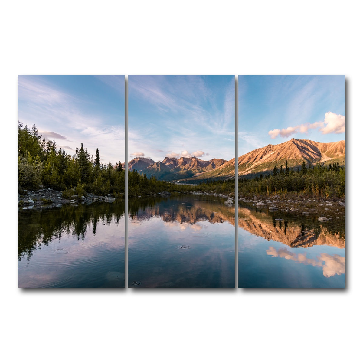 AUTO-MOCKUP WHITE | Alaskan Reflection | 3 Piece | Gallery Wrap Canvas | group=12x24