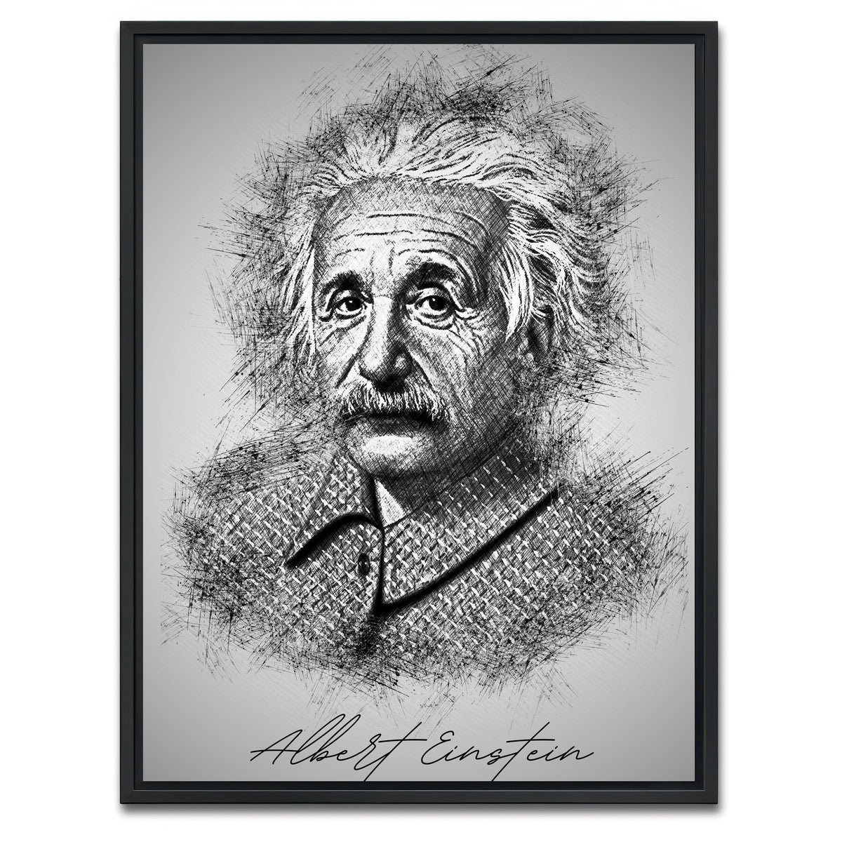 AUTO-MOCKUP WHITE | Albert Einstein | 1 Piece | Black Framed Canvas | group=3x4