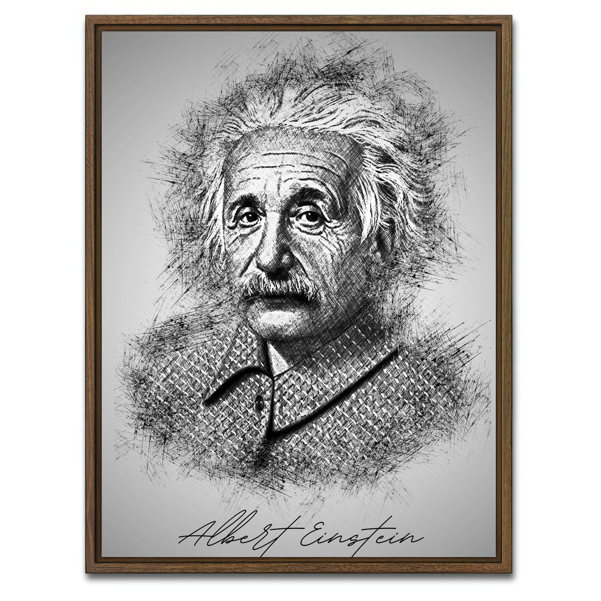AUTO-MOCKUP WHITE | Albert Einstein | 1 Piece | Walnut Framed Canvas | group=3x4