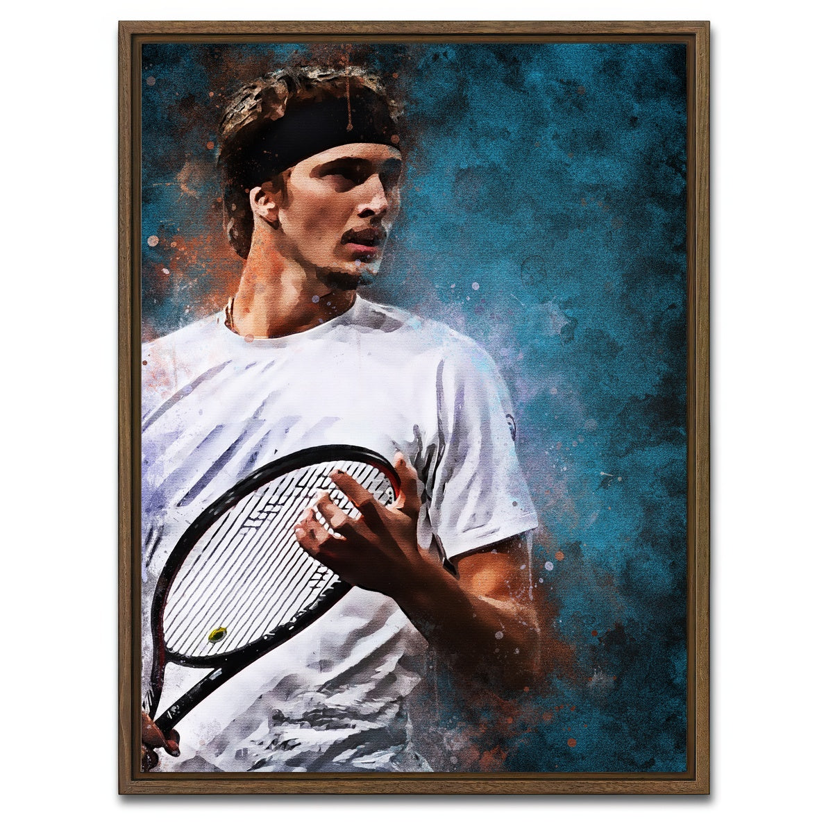 AUTO-MOCKUP WHITE | Alexander Zverev | 1 Piece | Walnut Framed Canvas | group=3x4