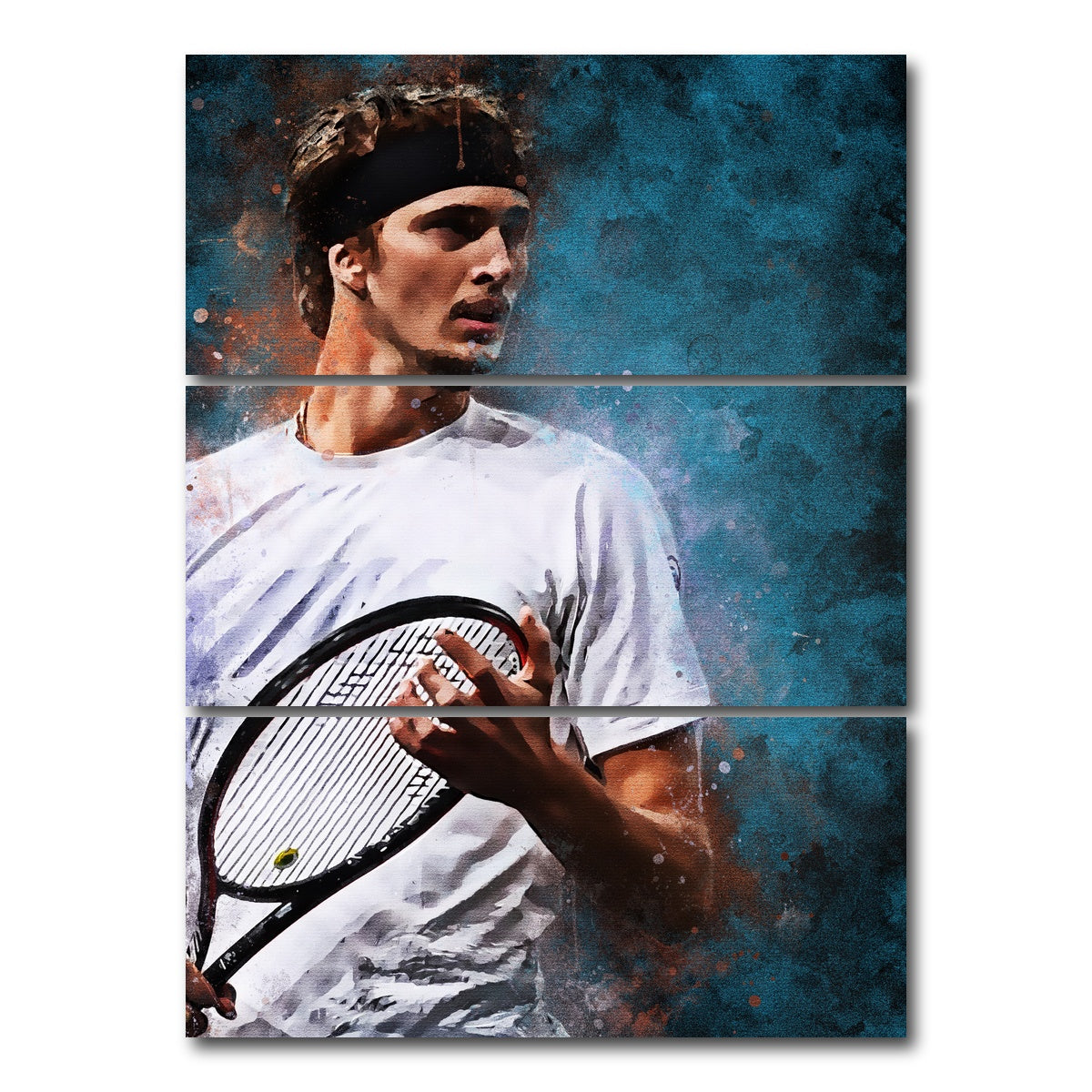 AUTO-MOCKUP WHITE | Alexander Zverev | 3 Piece | Gallery Wrap Canvas | group=8x18_stacked