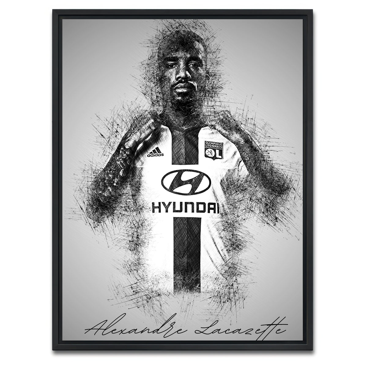 AUTO-MOCKUP WHITE | Alexandre Lacazette | 1 Piece | Black Framed Canvas | group=3x4