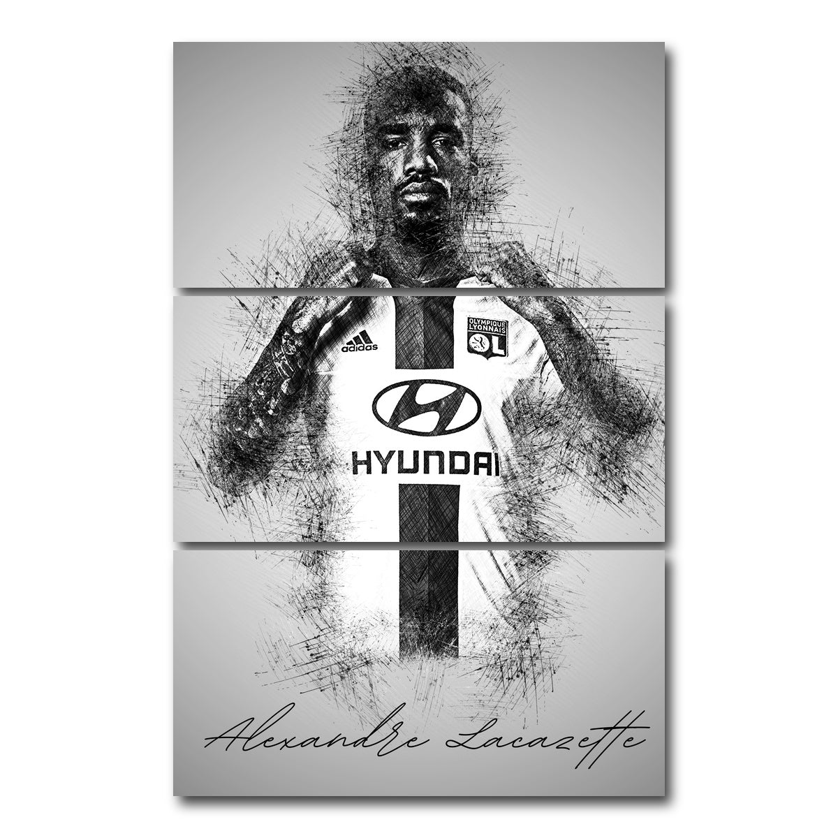 AUTO-MOCKUP WHITE | Alexandre Lacazette | 3 Piece | Gallery Wrap Canvas | group=12x24_stacked