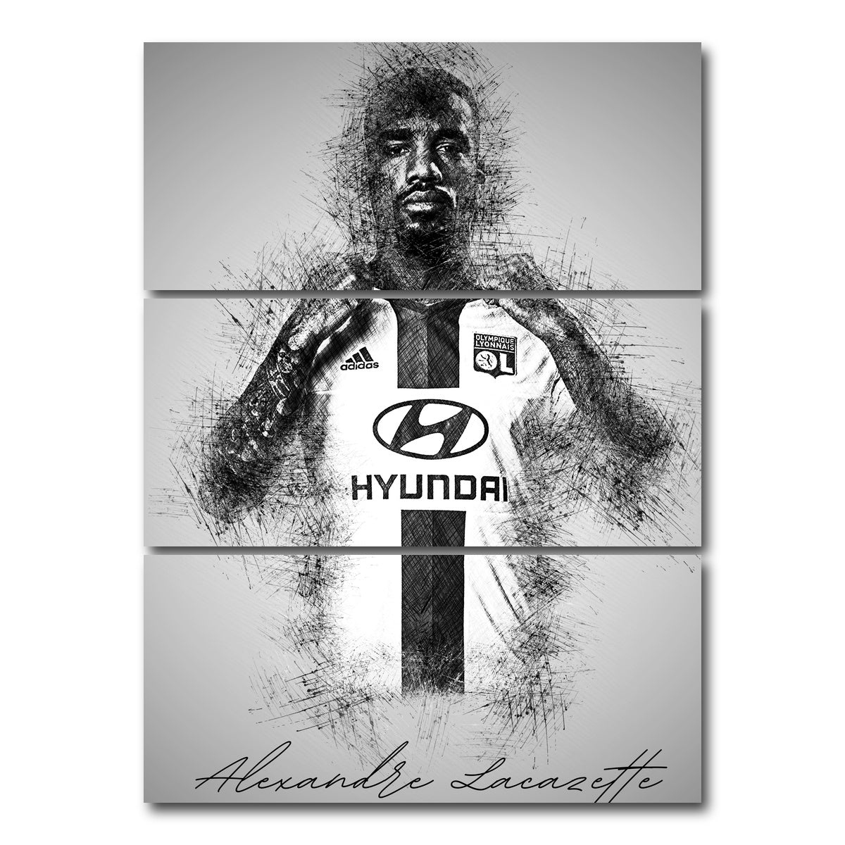 AUTO-MOCKUP WHITE | Alexandre Lacazette | 3 Piece | Gallery Wrap Canvas | group=8x18_stacked