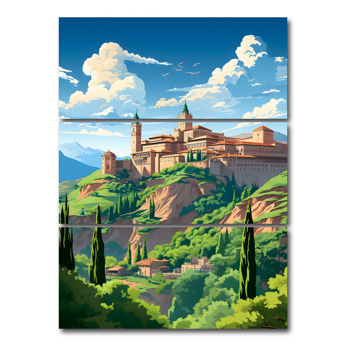 AUTO-MOCKUP WHITE | Alhambra - Grenada - Spain | 3 Piece | Gallery Wrap Canvas | group=8x18_stacked