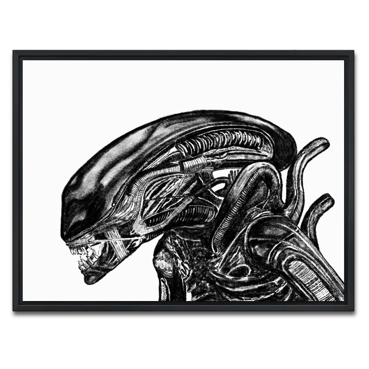 AUTO-MOCKUP WHITE | Alien Sketch | 1 Piece | Black Framed Canvas | group=4x3