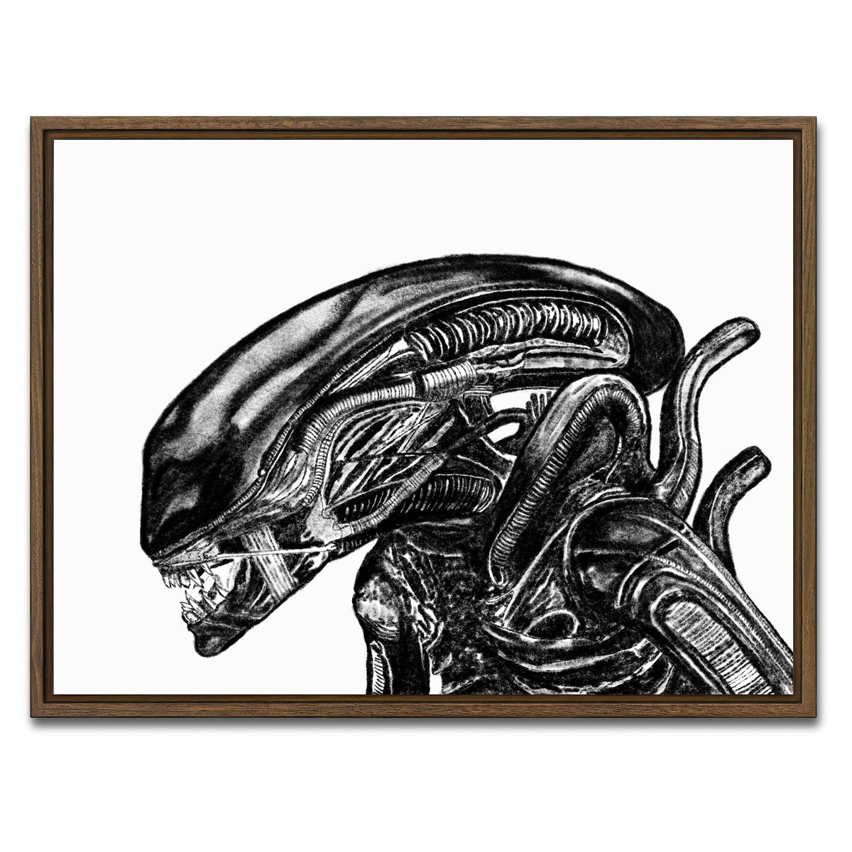 AUTO-MOCKUP WHITE | Alien Sketch | 1 Piece | Walnut Framed Canvas | group=4x3