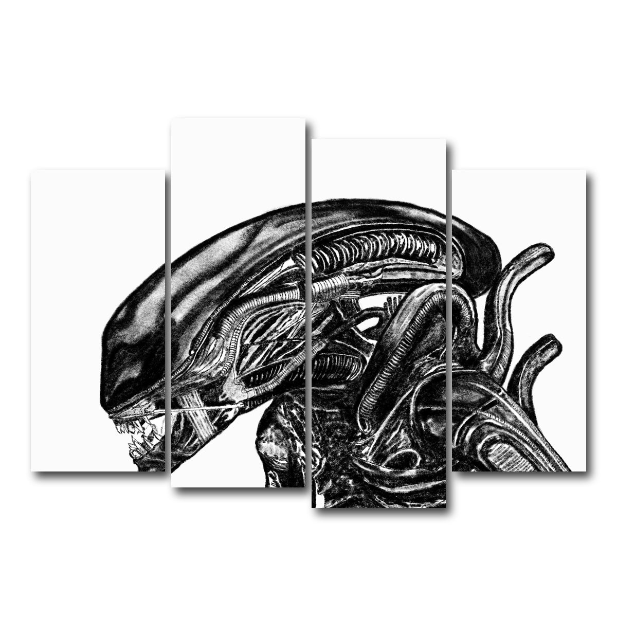 AUTO-MOCKUP WHITE | Alien Sketch | 4 Piece | Gallery Wrap Canvas | group=4_normal