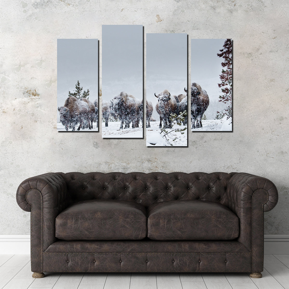 American Bison in Winter Snow Wall Art
