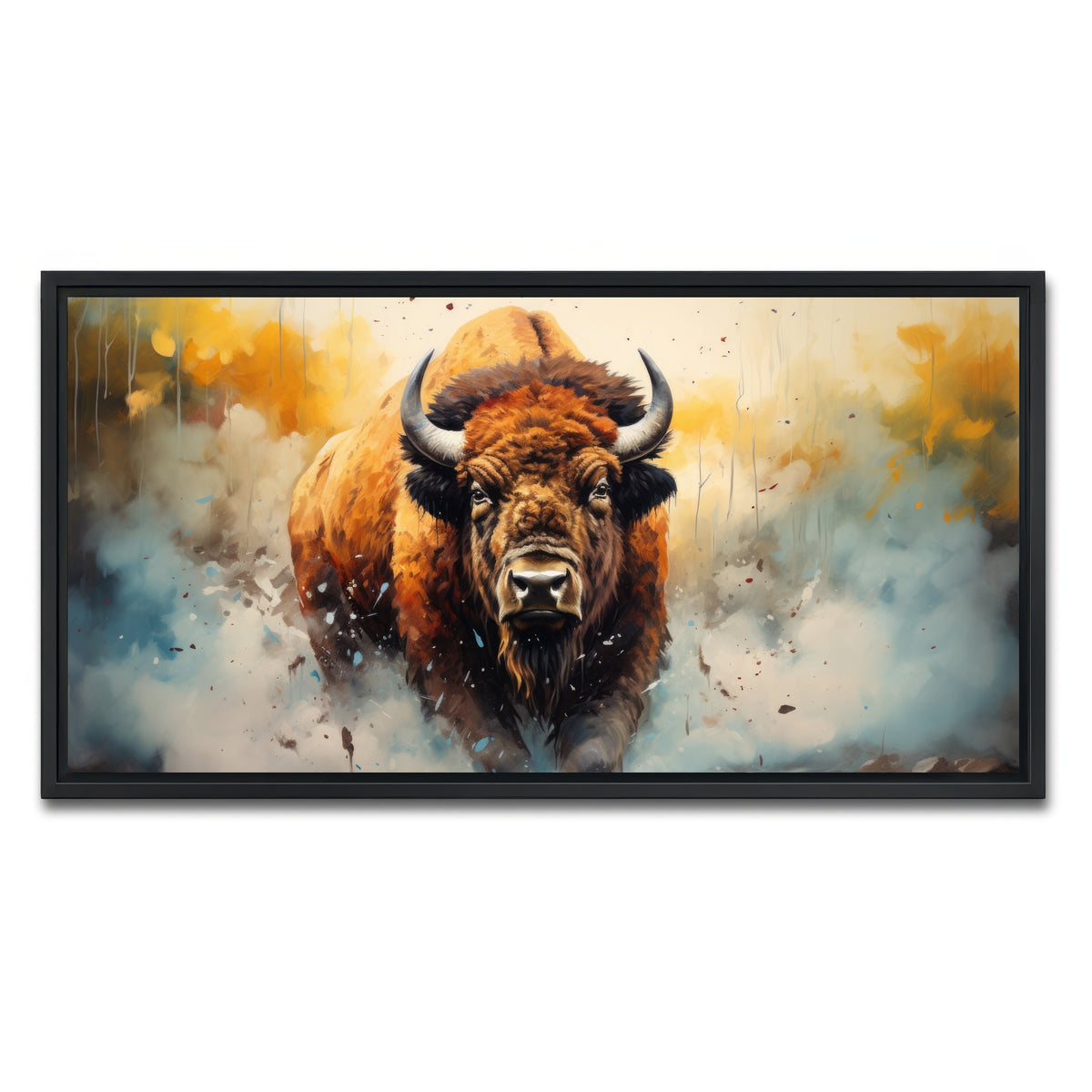 AUTO-MOCKUP WHITE | American Bison Watercolor | 1 Piece | Black Framed Canvas | group=2x1
