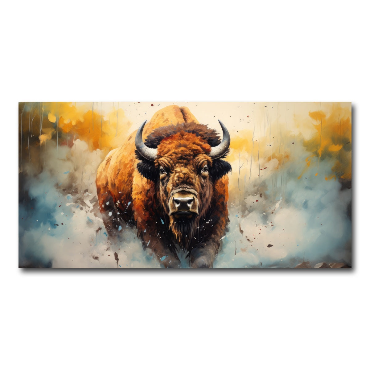 AUTO-MOCKUP WHITE | American Bison Watercolor | 1 Piece | Gallery Wrap Canvas | group=2x1