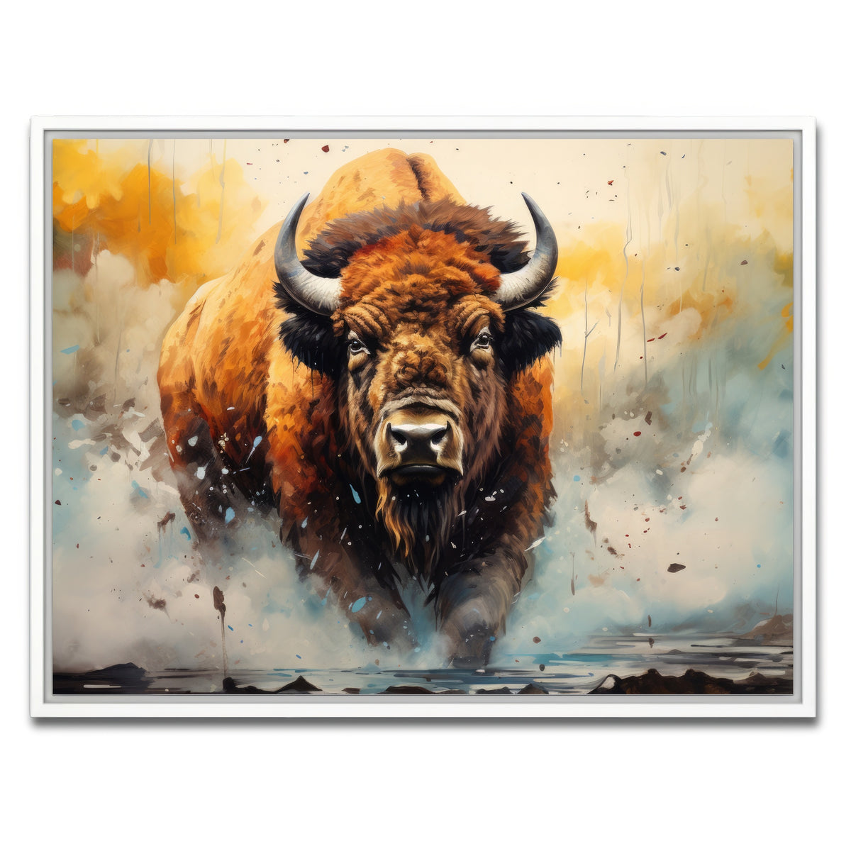 AUTO-MOCKUP WHITE | American Bison Watercolor | 1 Piece | White Framed Canvas | group=4x3