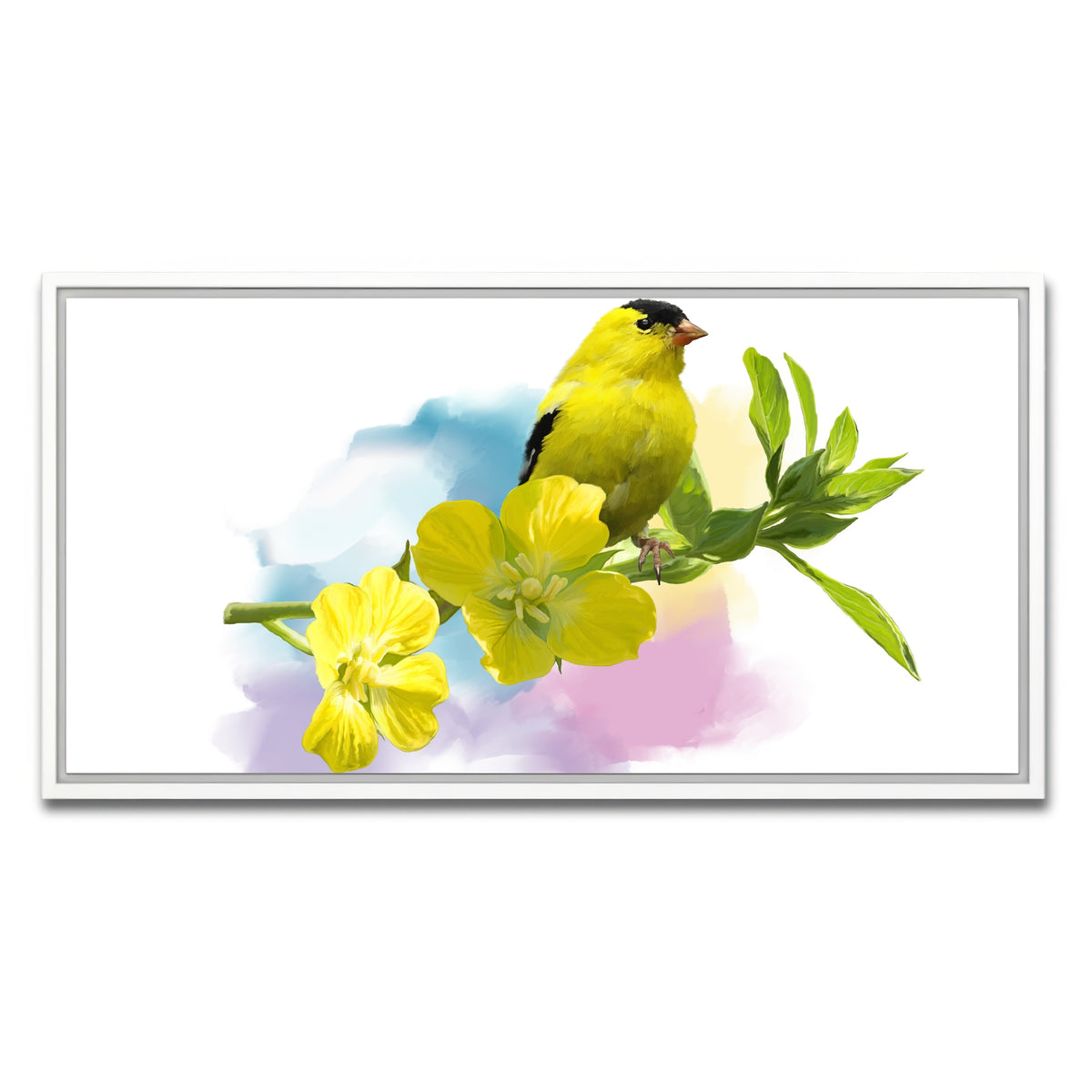 AUTO-MOCKUP WHITE | American Goldfinch watercolor | 1 Piece | White Framed Canvas | group=2x1