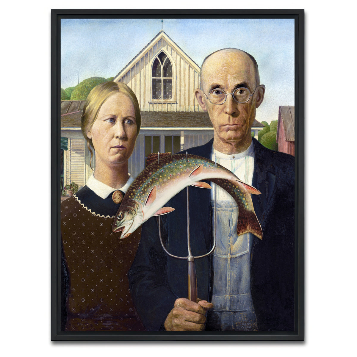 AUTO-MOCKUP WHITE | American Gothic Revisited | 1 Piece | Black Framed Canvas | group=3x4
