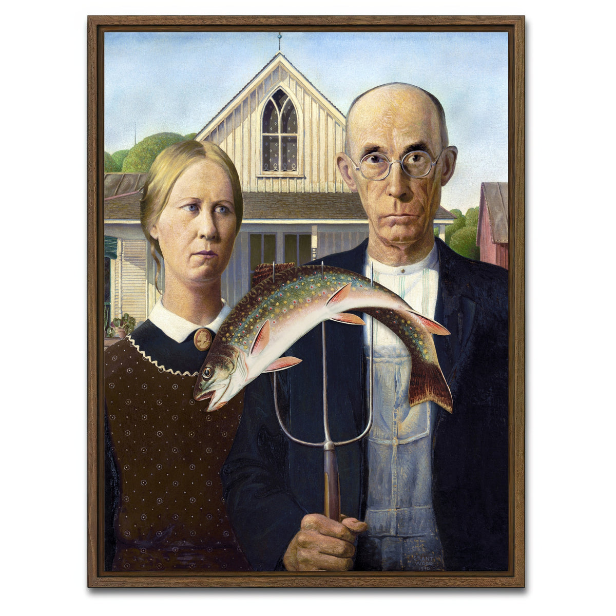 AUTO-MOCKUP WHITE | American Gothic Revisited | 1 Piece | Walnut Framed Canvas | group=3x4