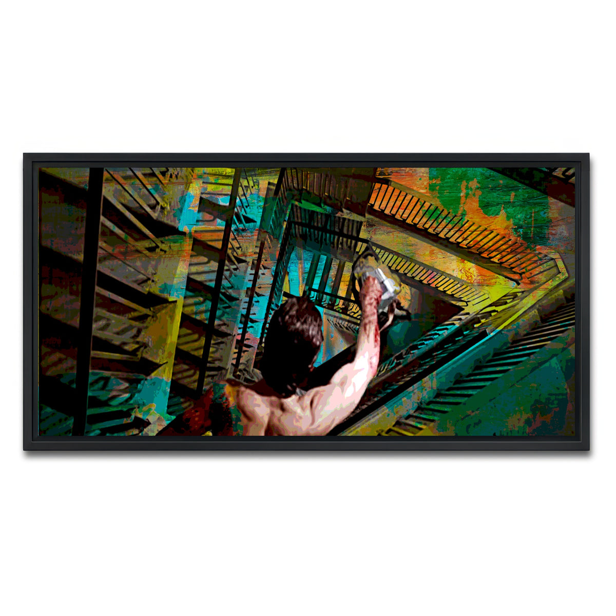 AUTO-MOCKUP WHITE | American Psycho Staircase | 1 Piece | Black Framed Canvas | group=2x1