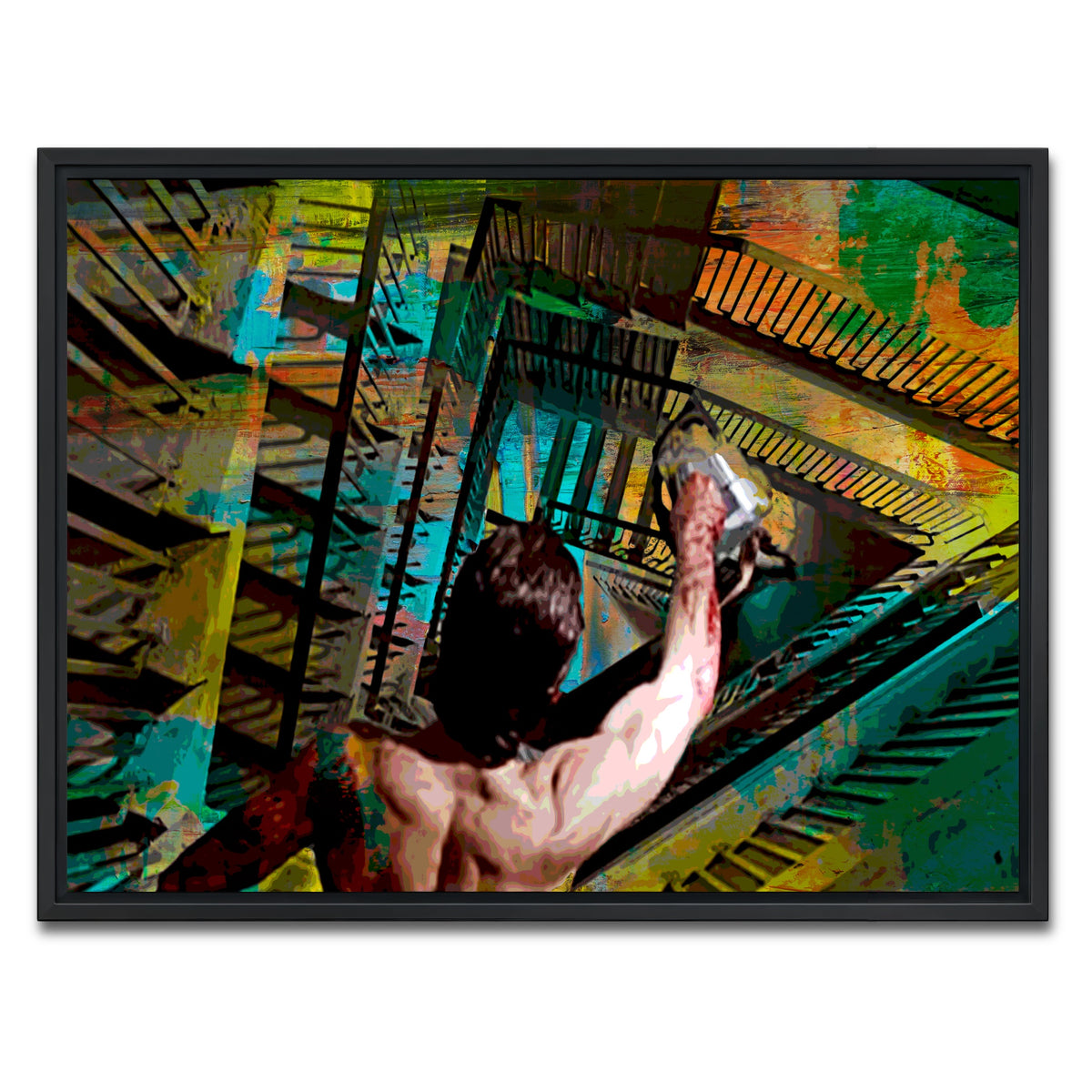 AUTO-MOCKUP WHITE | American Psycho Staircase | 1 Piece | Black Framed Canvas | group=4x3