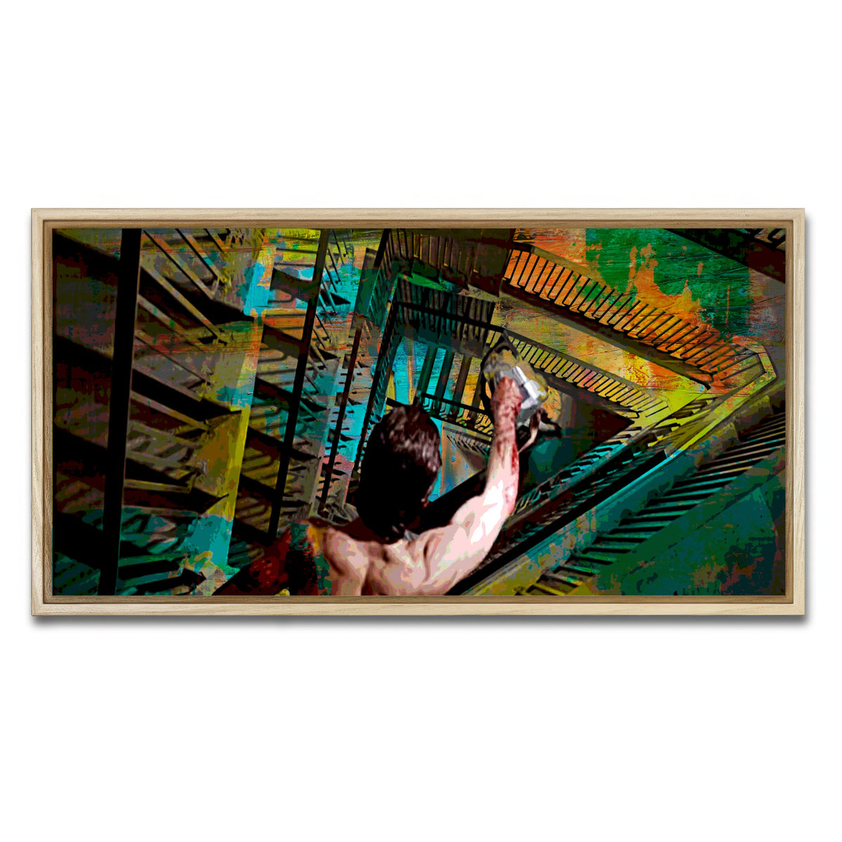 AUTO-MOCKUP WHITE | American Psycho Staircase | 1 Piece | Natural Framed Canvas | group=2x1