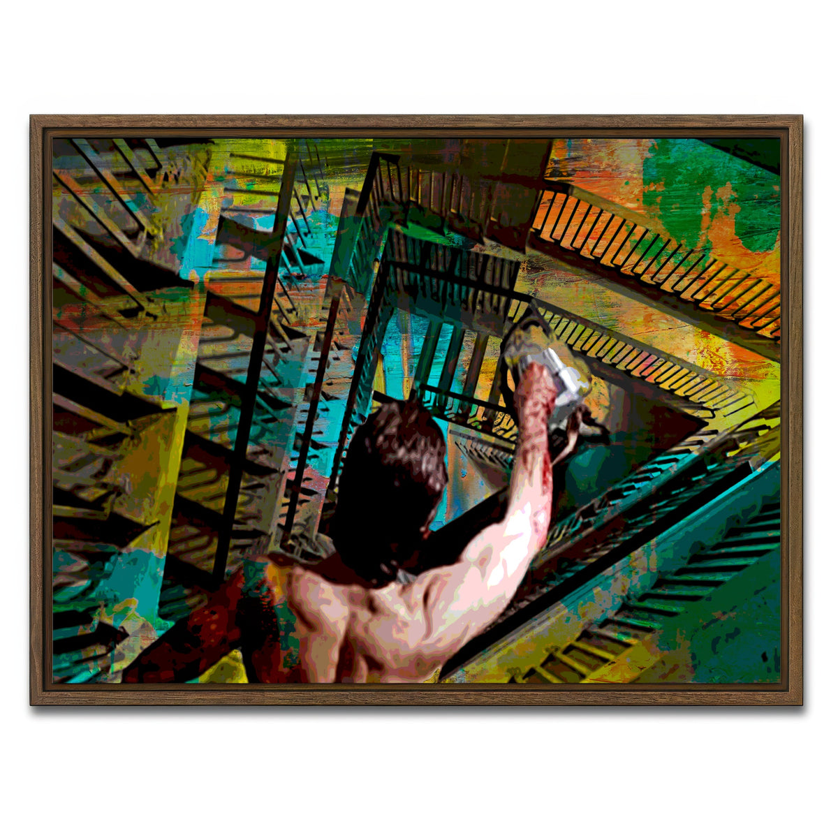AUTO-MOCKUP WHITE | American Psycho Staircase | 1 Piece | Walnut Framed Canvas | group=4x3
