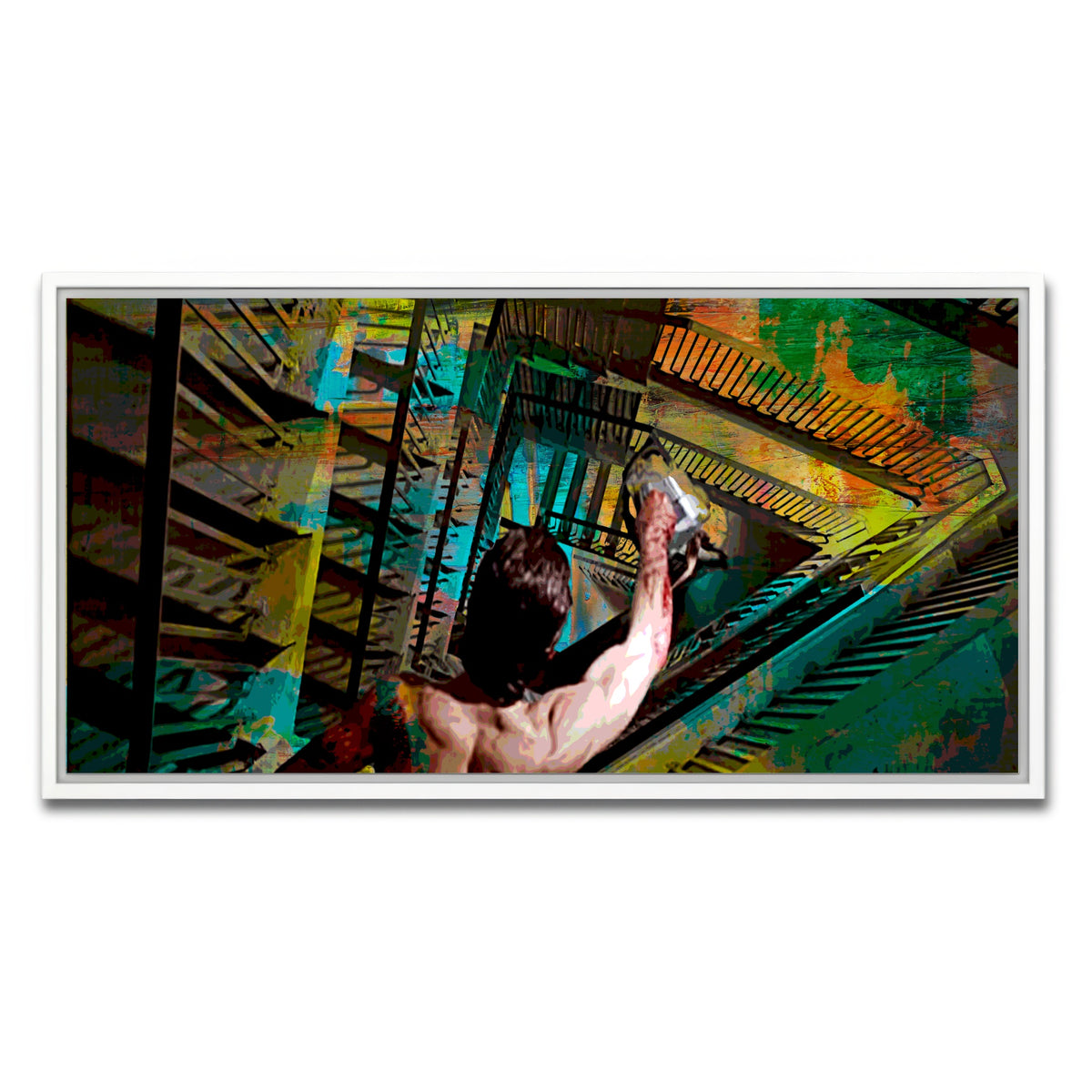 AUTO-MOCKUP WHITE | American Psycho Staircase | 1 Piece | White Framed Canvas | group=2x1