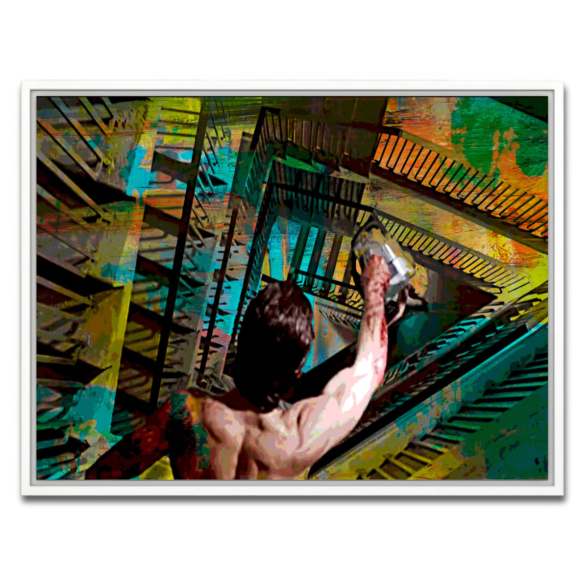 AUTO-MOCKUP WHITE | American Psycho Staircase | 1 Piece | White Framed Canvas | group=4x3