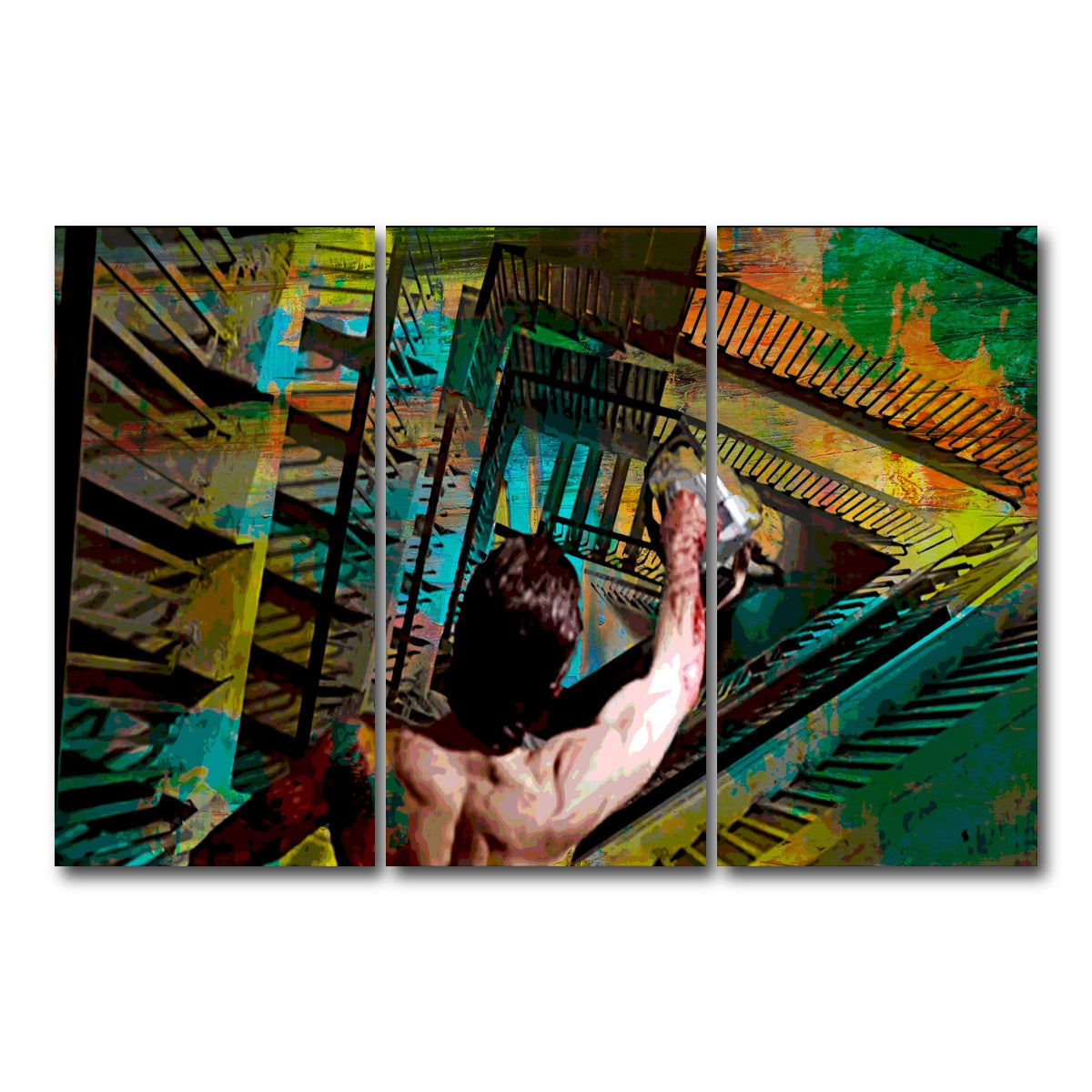 AUTO-MOCKUP WHITE | American Psycho Staircase | 3 Piece | Gallery Wrap Canvas | group=12x24