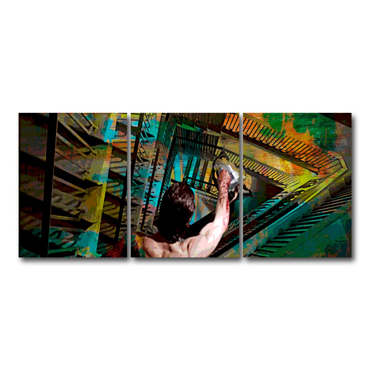 AUTO-MOCKUP WHITE | American Psycho Staircase | 3 Piece | Gallery Wrap Canvas | group=18x24