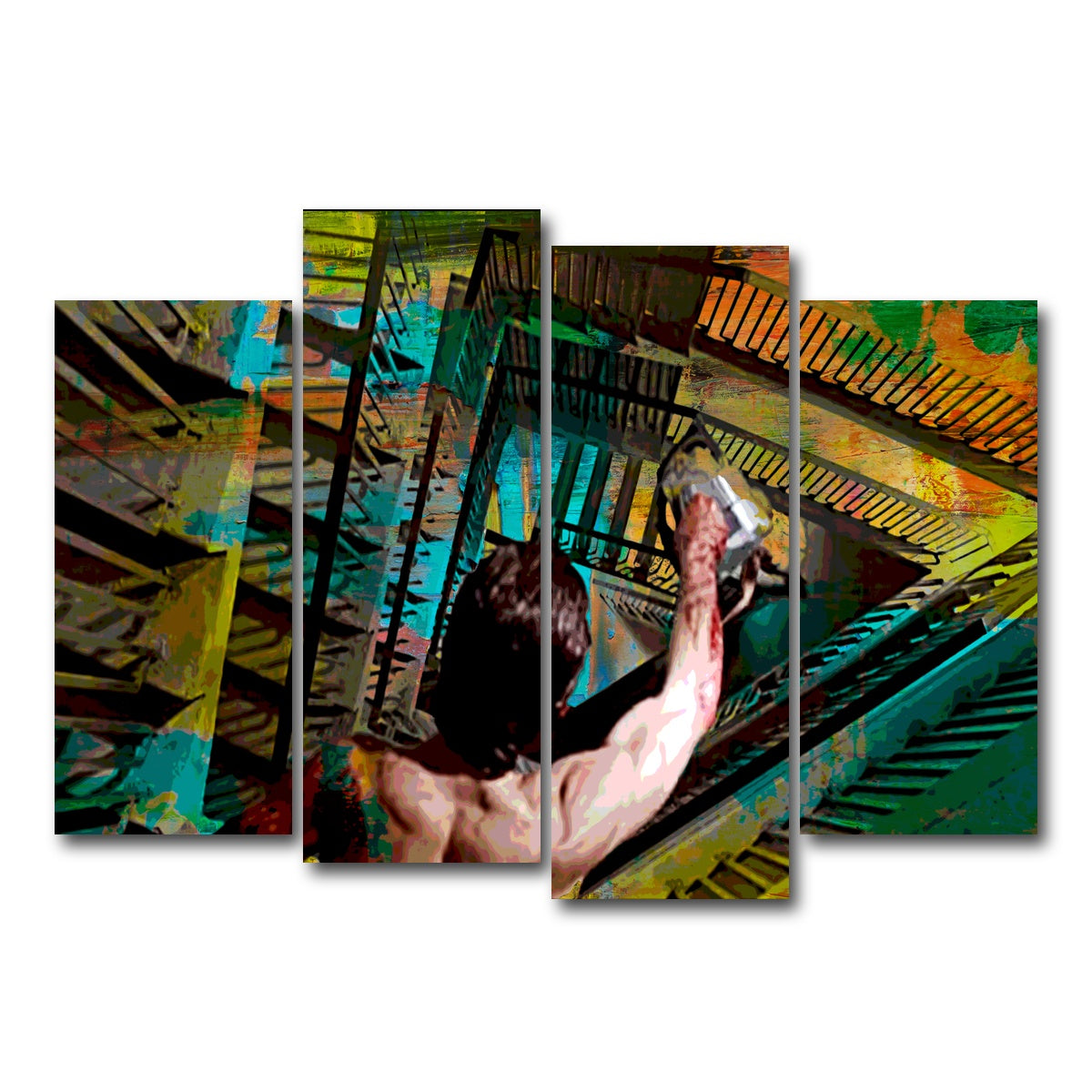 AUTO-MOCKUP WHITE | American Psycho Staircase | 4 Piece | Gallery Wrap Canvas | group=4_normal