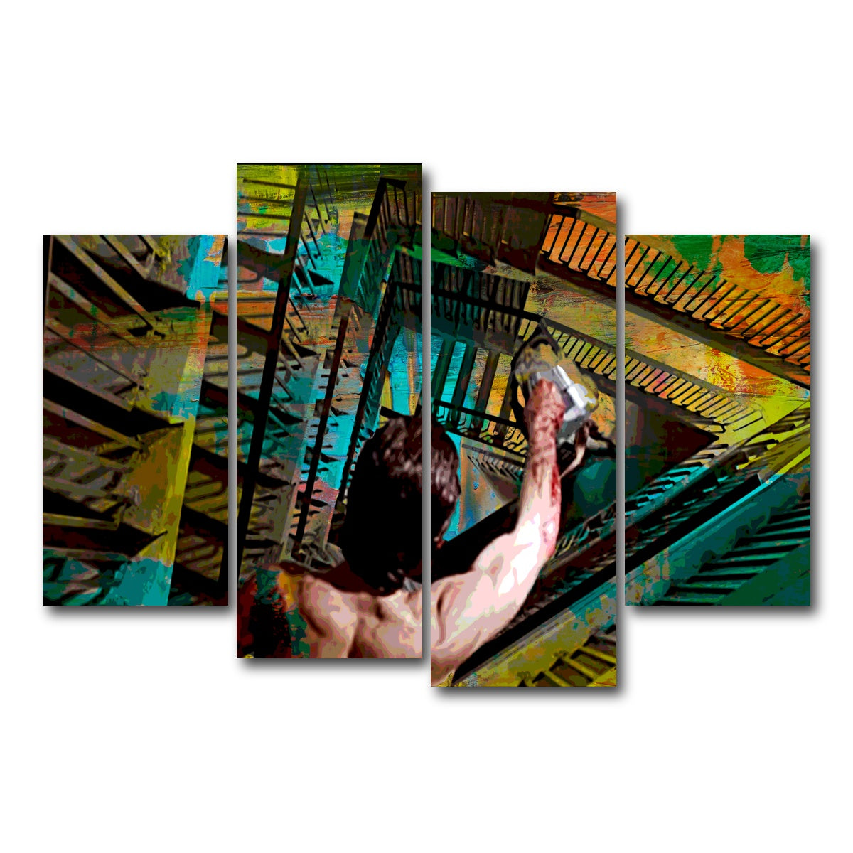 AUTO-MOCKUP WHITE | American Psycho Staircase | 4 Piece | Gallery Wrap Canvas | group=4_short