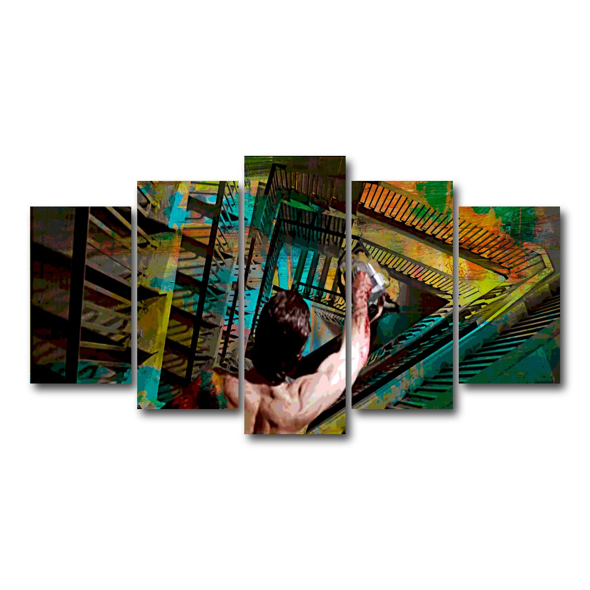 AUTO-MOCKUP WHITE | American Psycho Staircase | 5 Piece | Gallery Wrap Canvas | group=5_normal