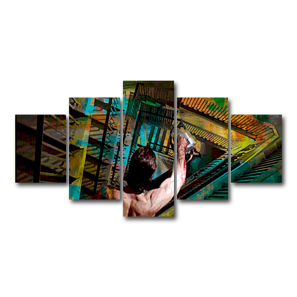 AUTO-MOCKUP WHITE | American Psycho Staircase | 5 Piece | Gallery Wrap Canvas | group=5_short