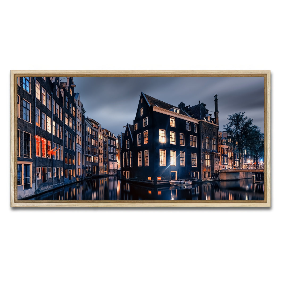 AUTO-MOCKUP WHITE | Amsterdam By Night | 1 Piece | Natural Framed Canvas | group=2x1