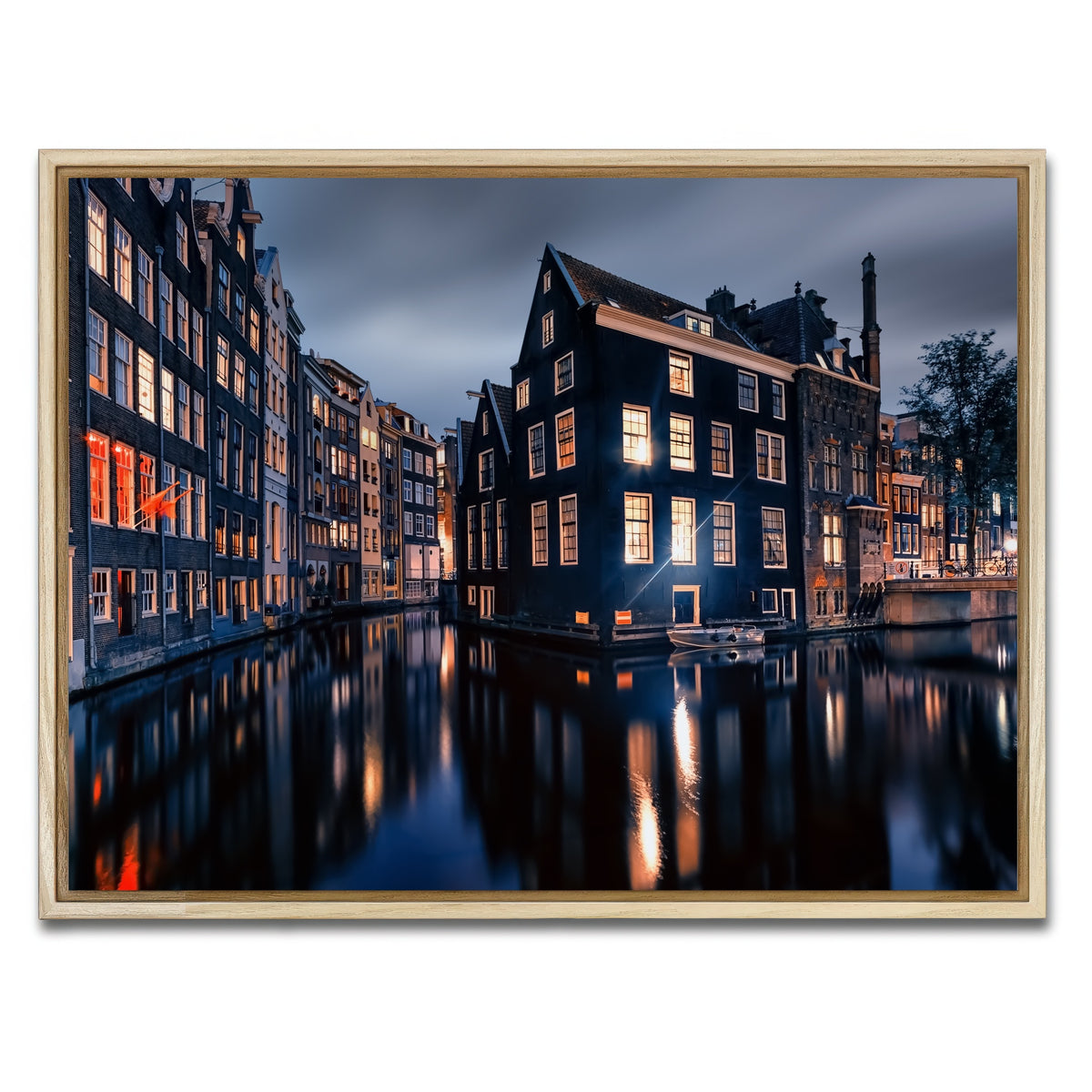 AUTO-MOCKUP WHITE | Amsterdam By Night | 1 Piece | Natural Framed Canvas | group=4x3